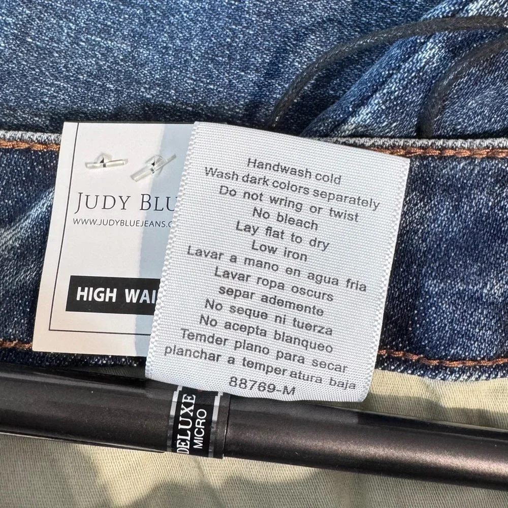 Judy Blue Indigo Distressed Back Pocket & Raw Hem Jeans Size 18W